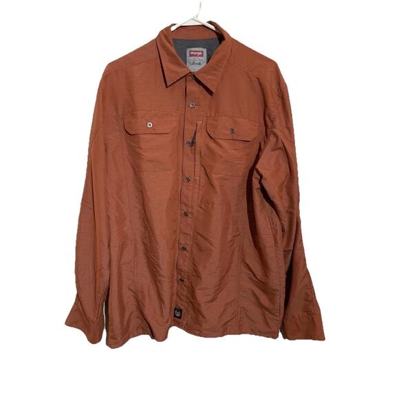 Wrangler Button Up Shirt Large Western Longhorns Orange Men's Regular Fit Cowboy - Picture 1 of 6